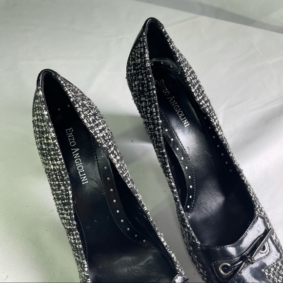 ENZO ANGIOLINI Patent Leather Tweed Heel Pumps - Picture 3 of 7